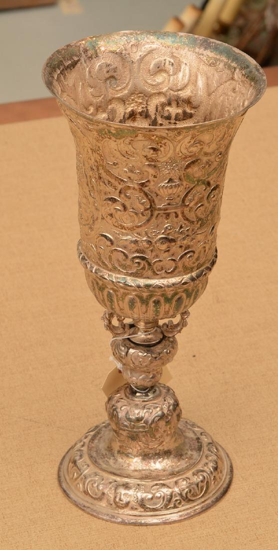 Continental Baroque style silver plated stem cup (1 of 6)