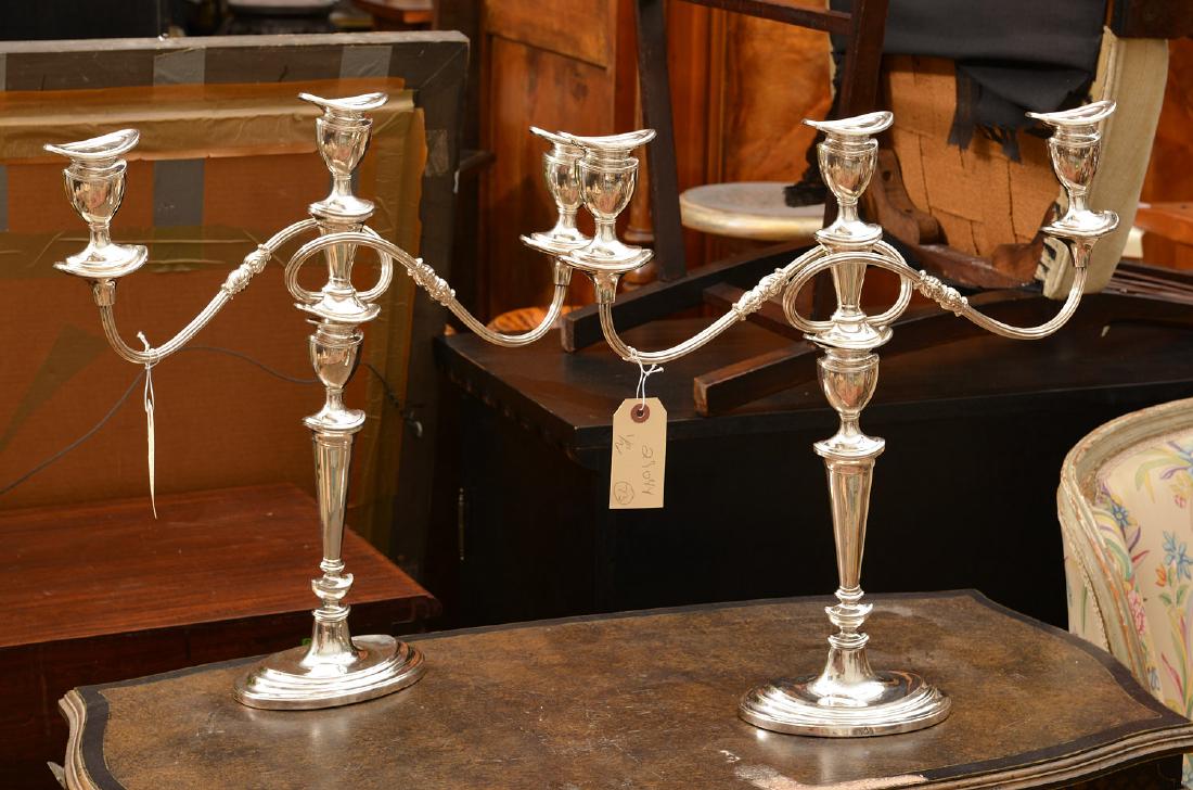 George III style silver plated 2-part candelabra (1 of 8)