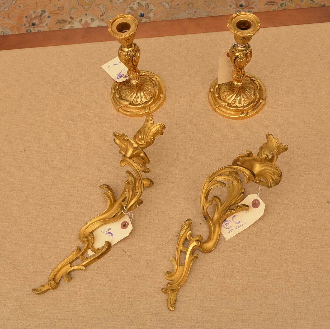 Louis XV style ormolu candlesticks and sconces (1 of 6)