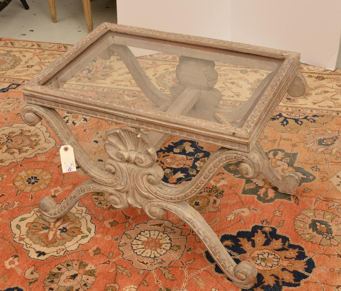 Regence style gray painted X-form side table (1 of 5)