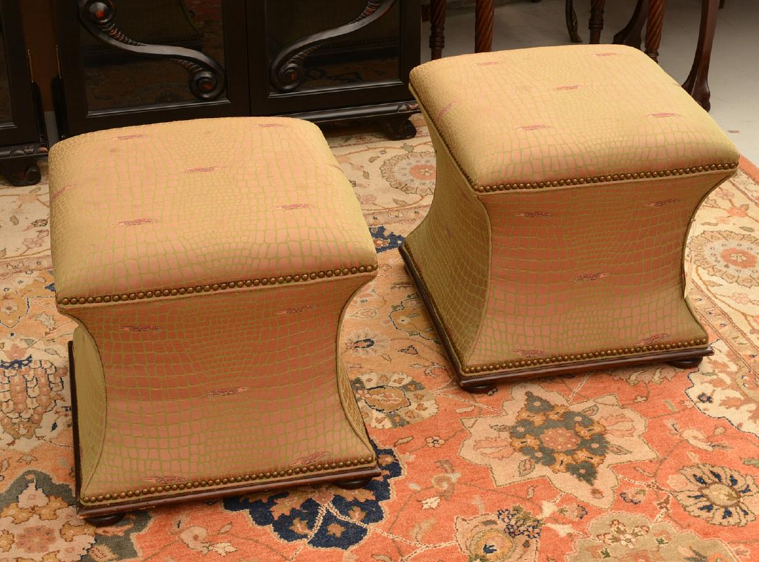 Pair Hickory Chair Co. upholstered stools (1 of 5)