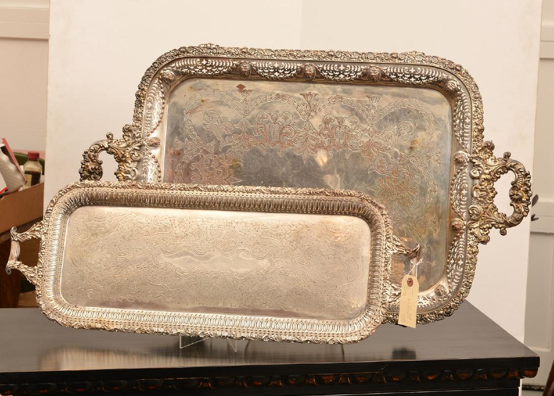(2) English silver plated serving trays (1 of 10)