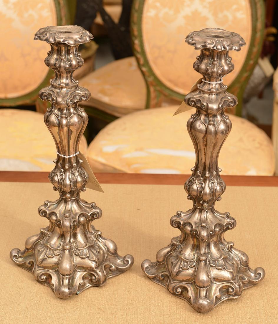 Pair Polish silver shabbat candlesticks (1 of 4)