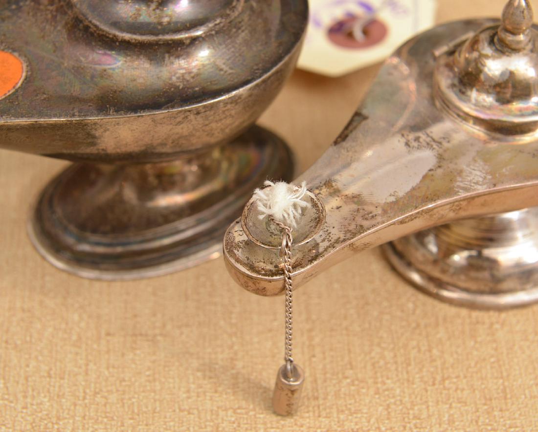 (2) antique silver Aladdin-style oil lamps (1 of 7)