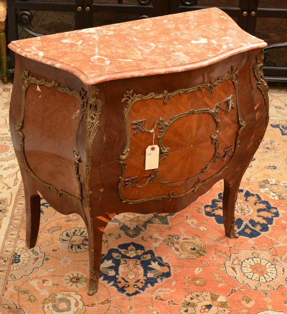 Louis XV style marble top bombe commode (1 of 8)