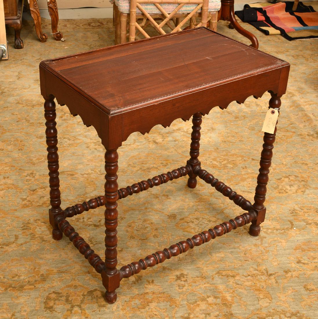 Late Victorian side table with bobbin-turned legs (1 of 3)