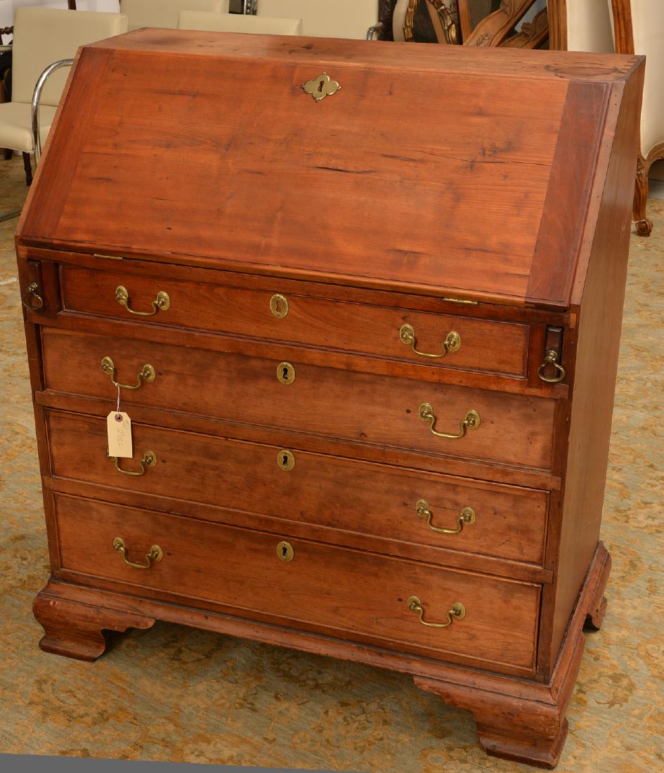 American Chippendale walnut slant front bureau (1 of 9)