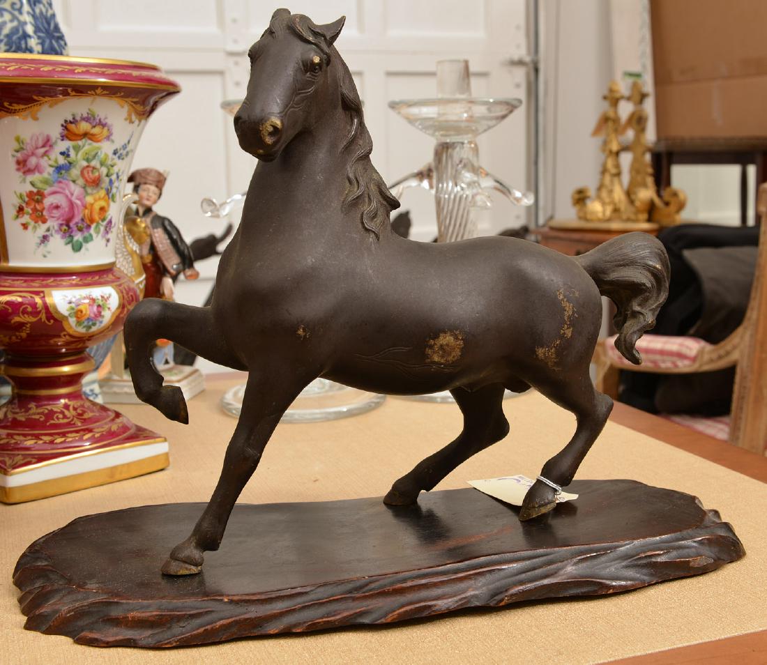 Asian patinated bronze horse sculpture (1 of 6)