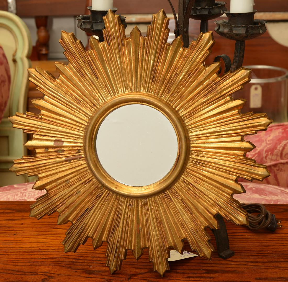 Italian giltwood Sunburst mirror: Italian giltwood Sunburst mirror, 20th c., .5"h x 17"dia.