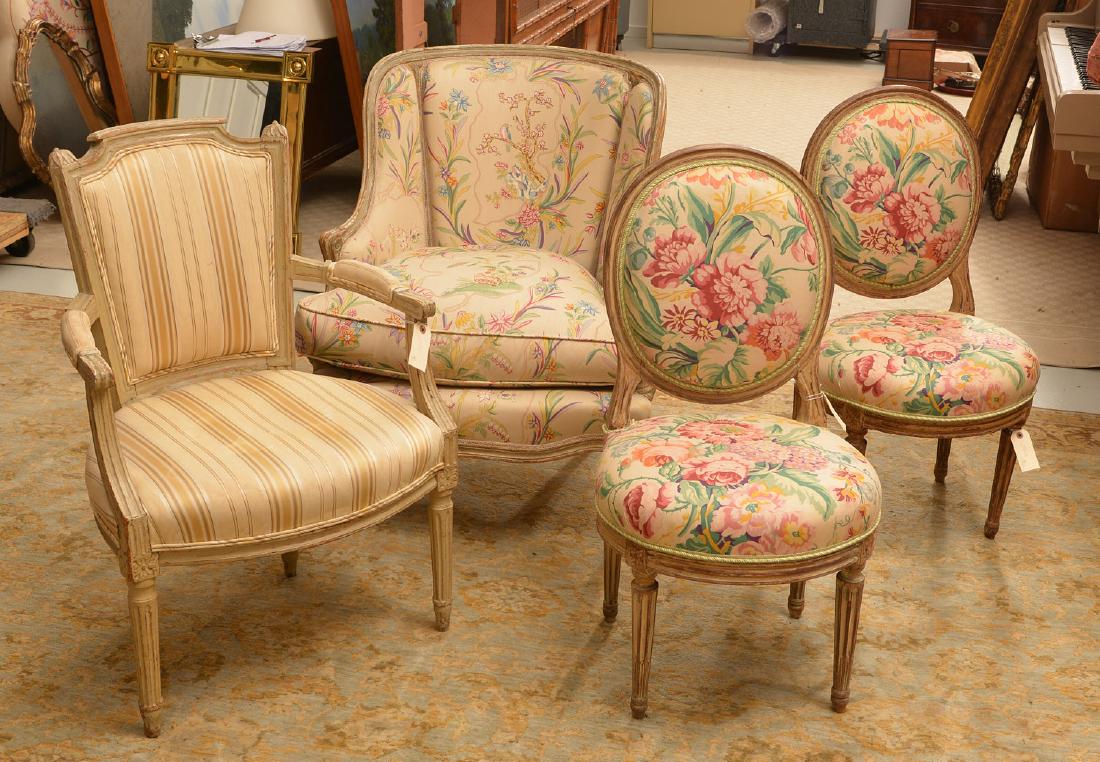 Group (4) Louis XV/XVI style painted chairs (1 of 8)