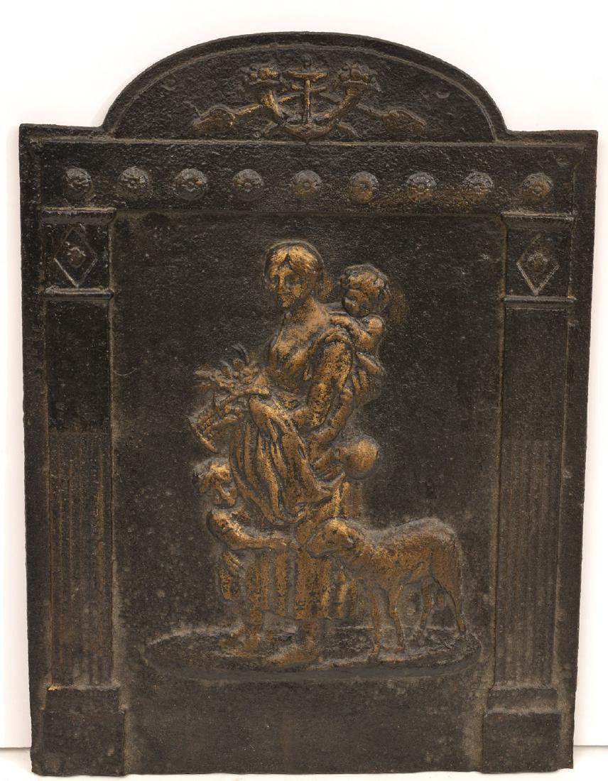 English Seafarer's cast iron fire back (1 of 4)