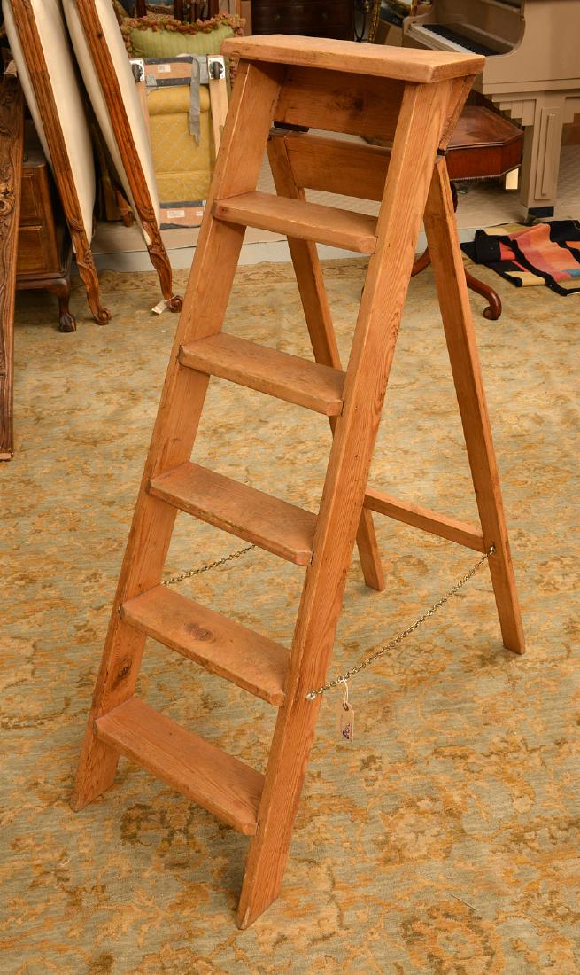 Antique pine folding library ladder (1 of 5)