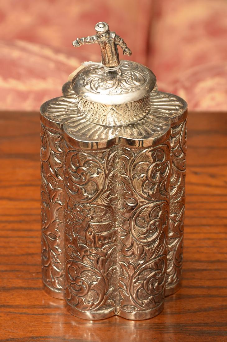 Continental repousse silver tea caddy (1 of 6)