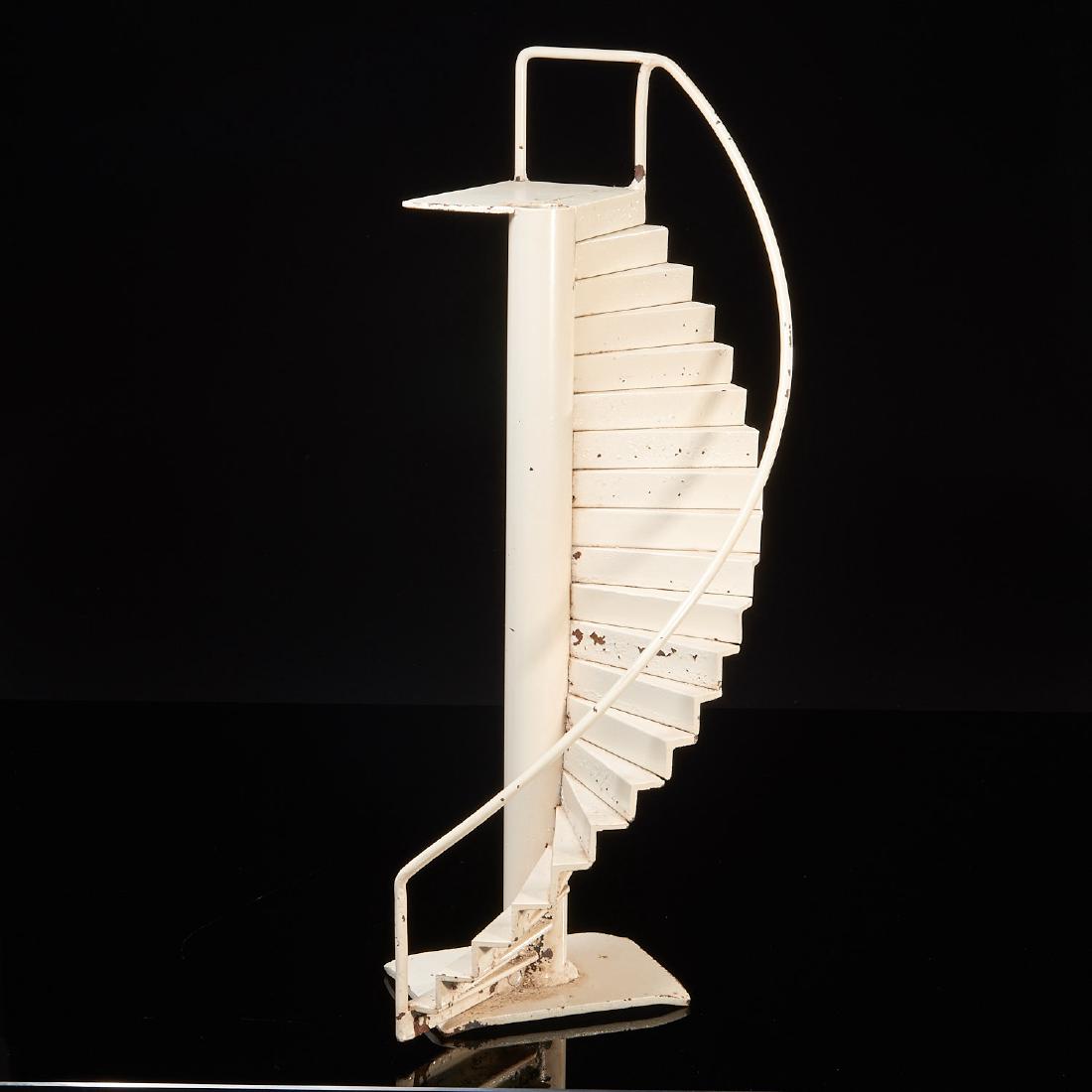 Architectural staircase model: Architectural staircase model, Mid 20th c., white painted steel, 20"h x 7"dia.