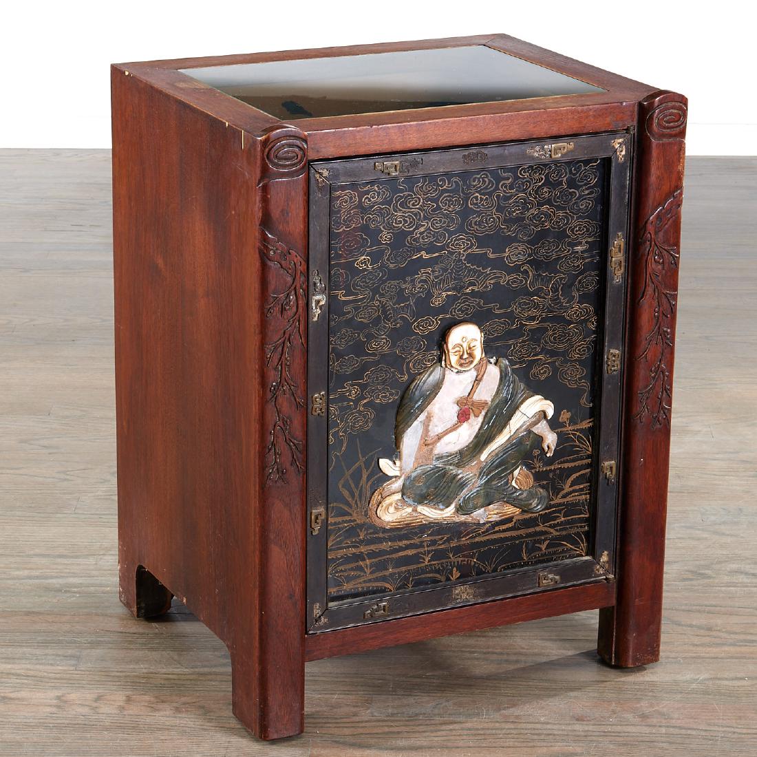 Chinese jade inlaid hardwood cabinet (1 of 10)