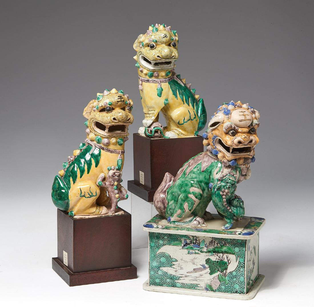 (3) Chinese sancai glazed Buddhist lions (1 of 10)