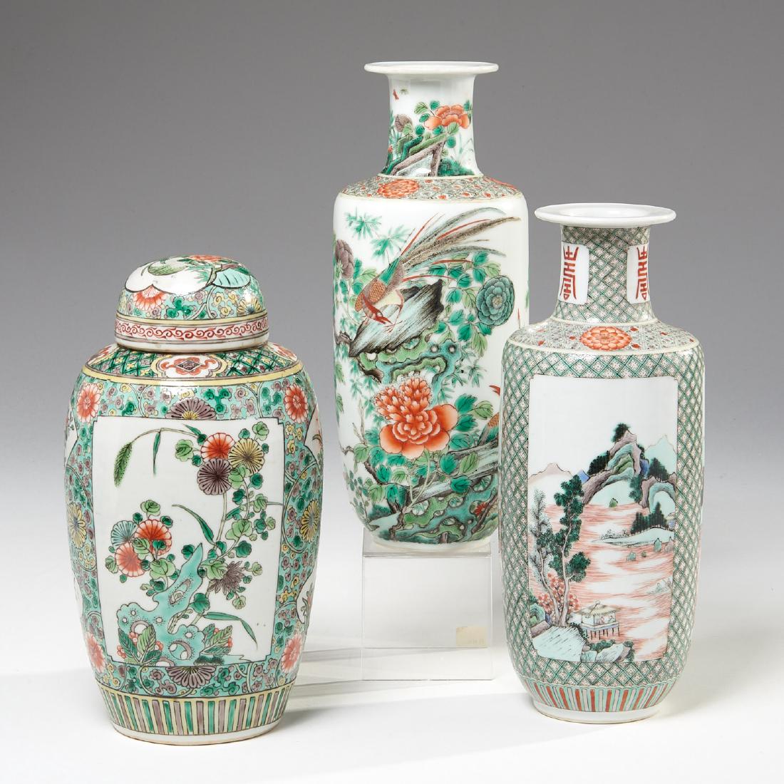 (3) Chinese famille verte porcelain vessels (1 of 6)