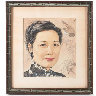 Boris Chaliapin, Madame Chiang Kai-shek watercolor: Boris Chaliapin, Madame Chiang Kai-shek watercolor, Boris Chaliapin (Russian/American 1904-1979), Madame Chiang Kai-shek (Soong Mei-ling) portrait, artwork for Time Magazine March 1, 1943 cover, water