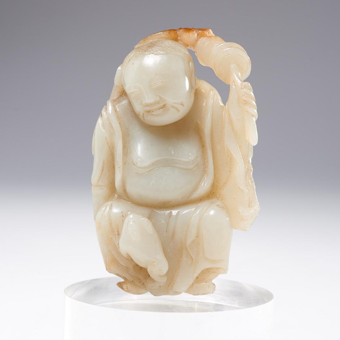 Old Chinese carved white jade Buddha (1 of 6)