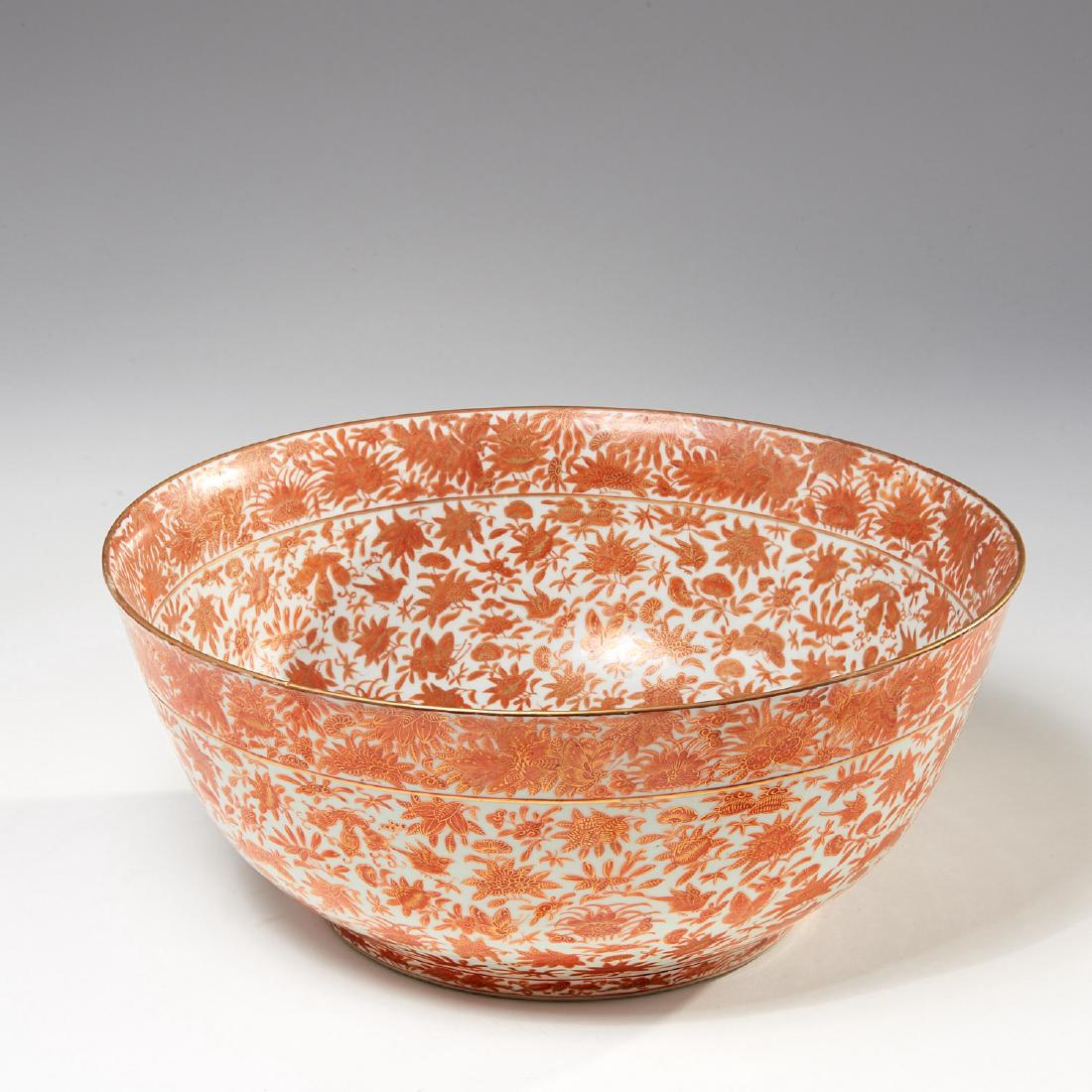 Large Chinese Export orange Fitzhugh bowl (1 of 5)
