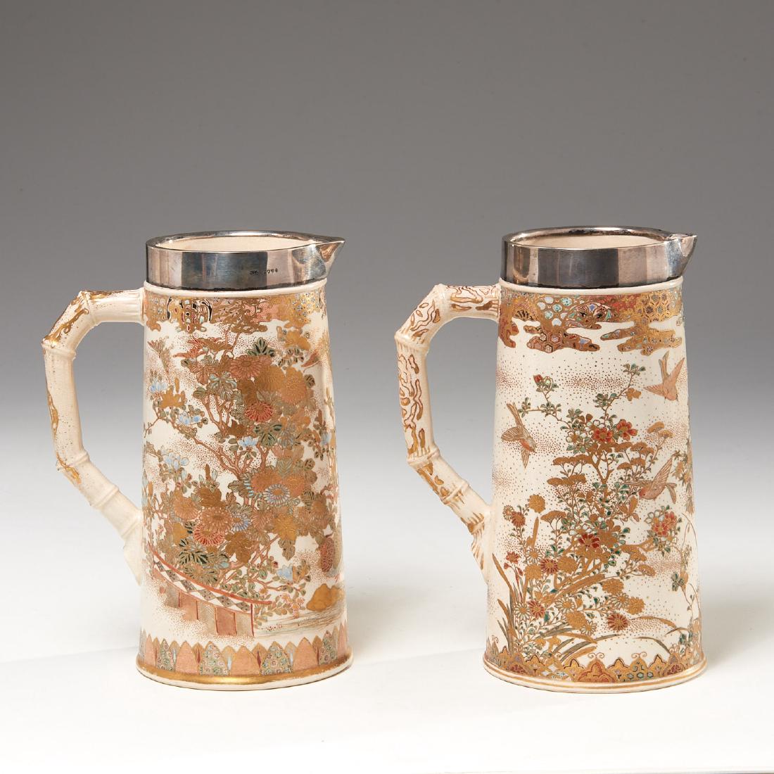 Pair Japanese silver mounted pitchers (1 of 6)