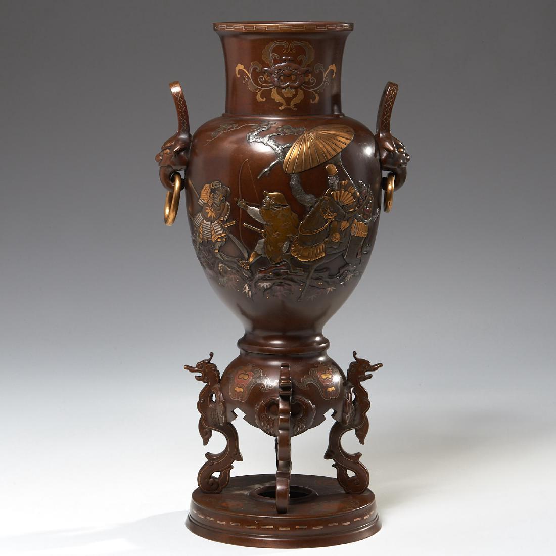 Large Japanese inlaid bronze urn (1 of 10)