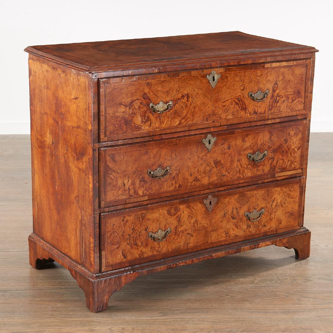 George II style burl chest of drawers (1 of 8)