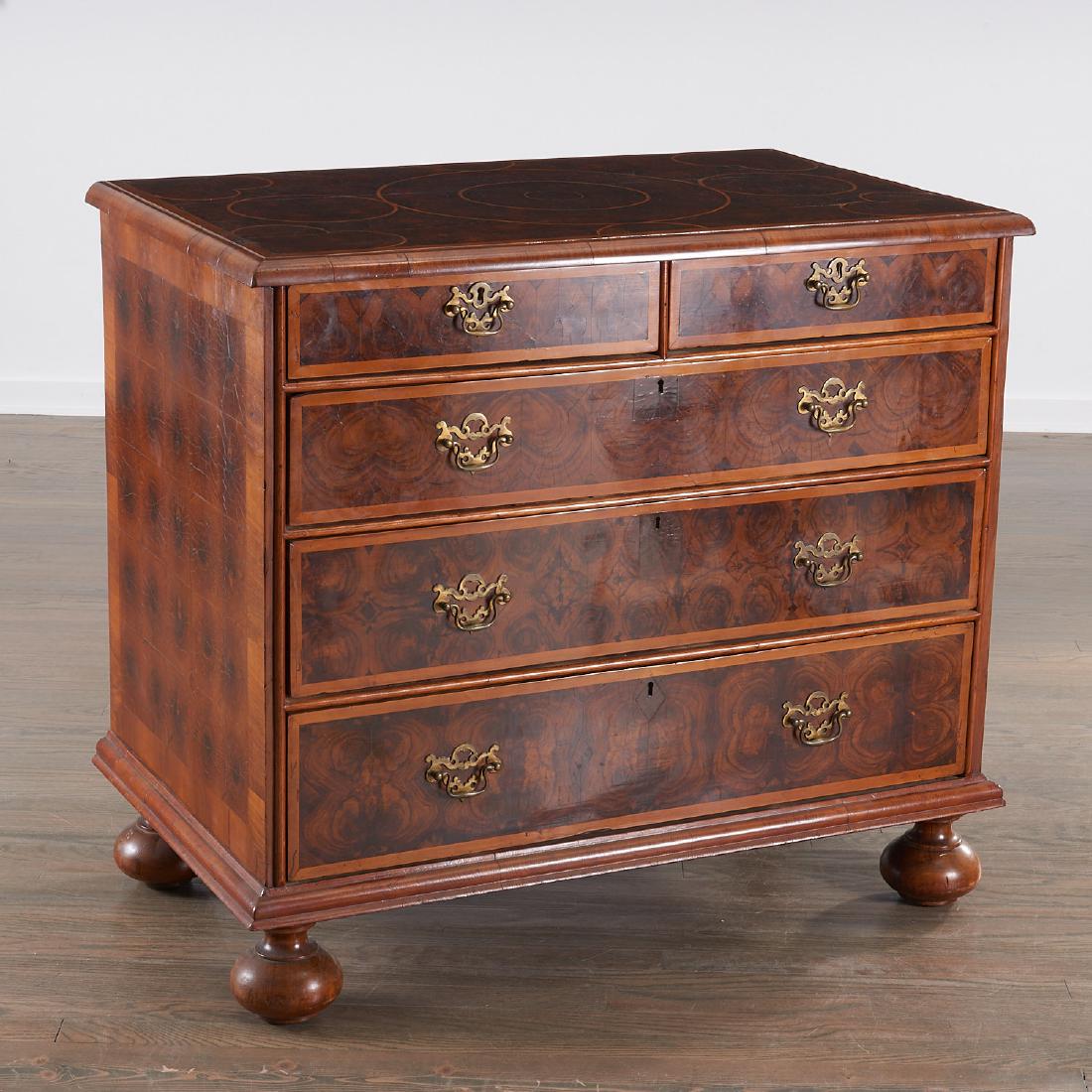 Nice William & Mary oyster veneered chest (1 of 8)