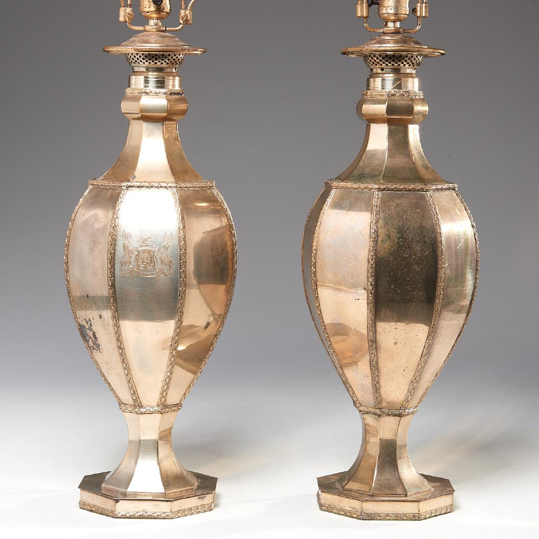 Pair European silver plated table lamps (1 of 10)