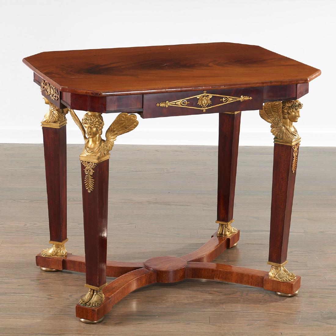 French Empire style bronze mounted center table (1 of 8)