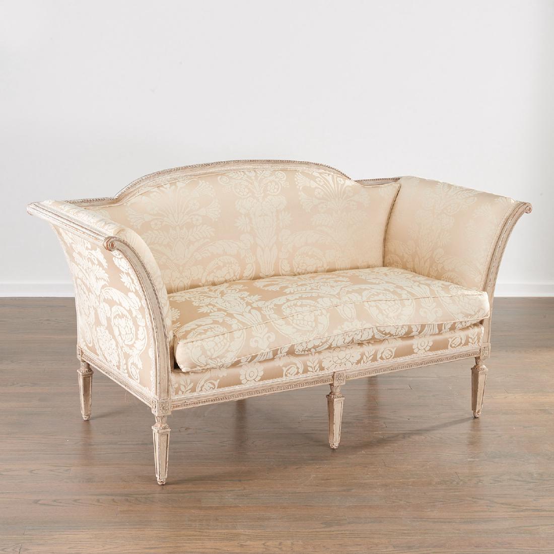 Louis XVI style white painted salon settee (1 of 7)