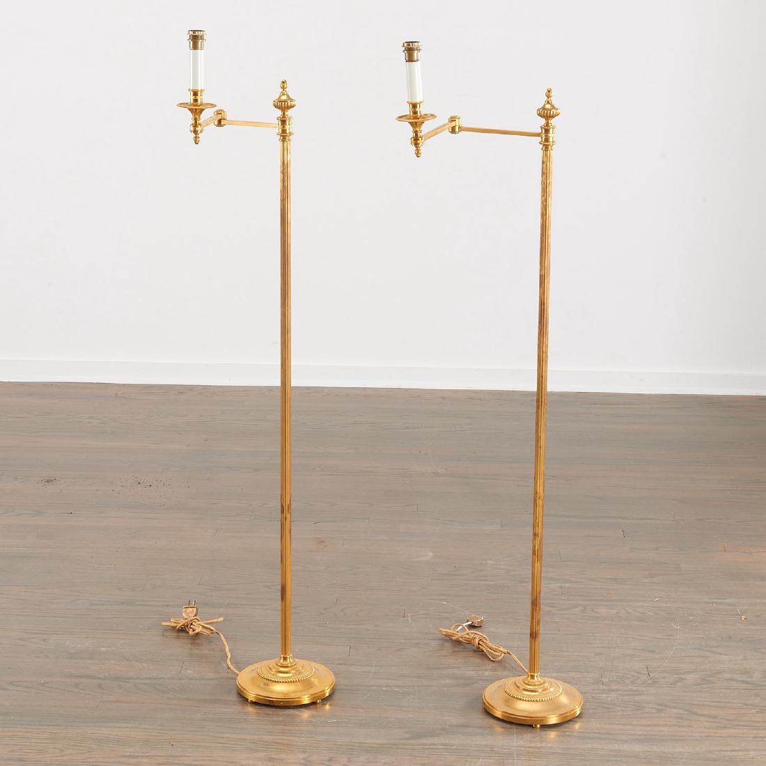 Quality pair bronze swing arm floor lamps (1 of 6)