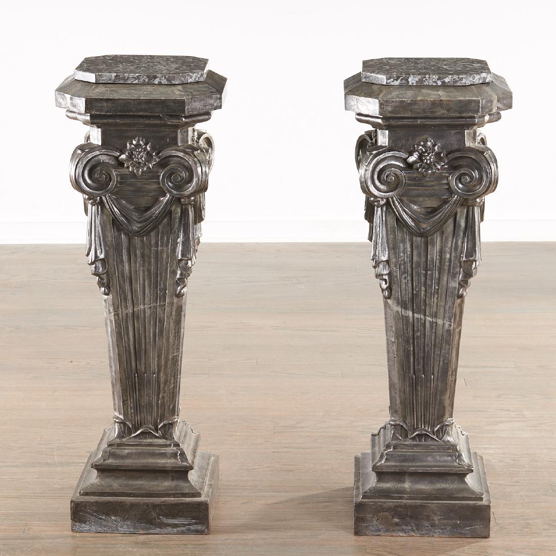Pair signed Belle Epoque cast iron pedestals (1 of 7)
