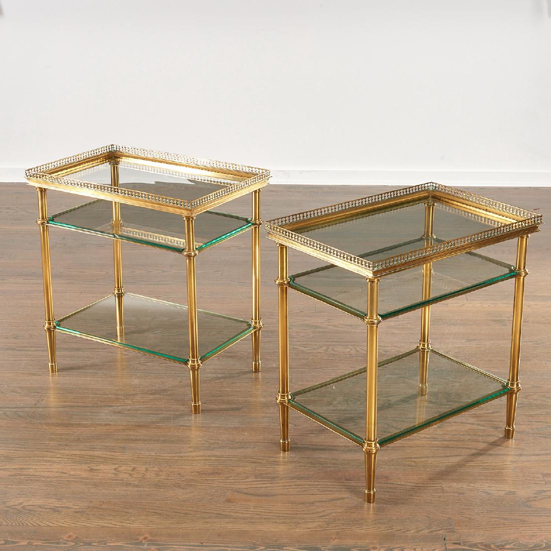Pair French three-tier bronze occasional tables (1 of 7)