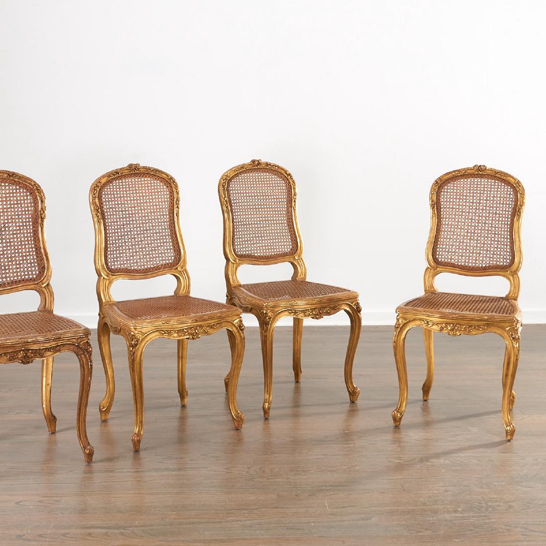 Set (4) Louis XV style giltwood side chairs (1 of 10)