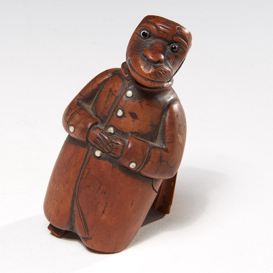 French carved coquilla monkey snuff box (1 of 9)