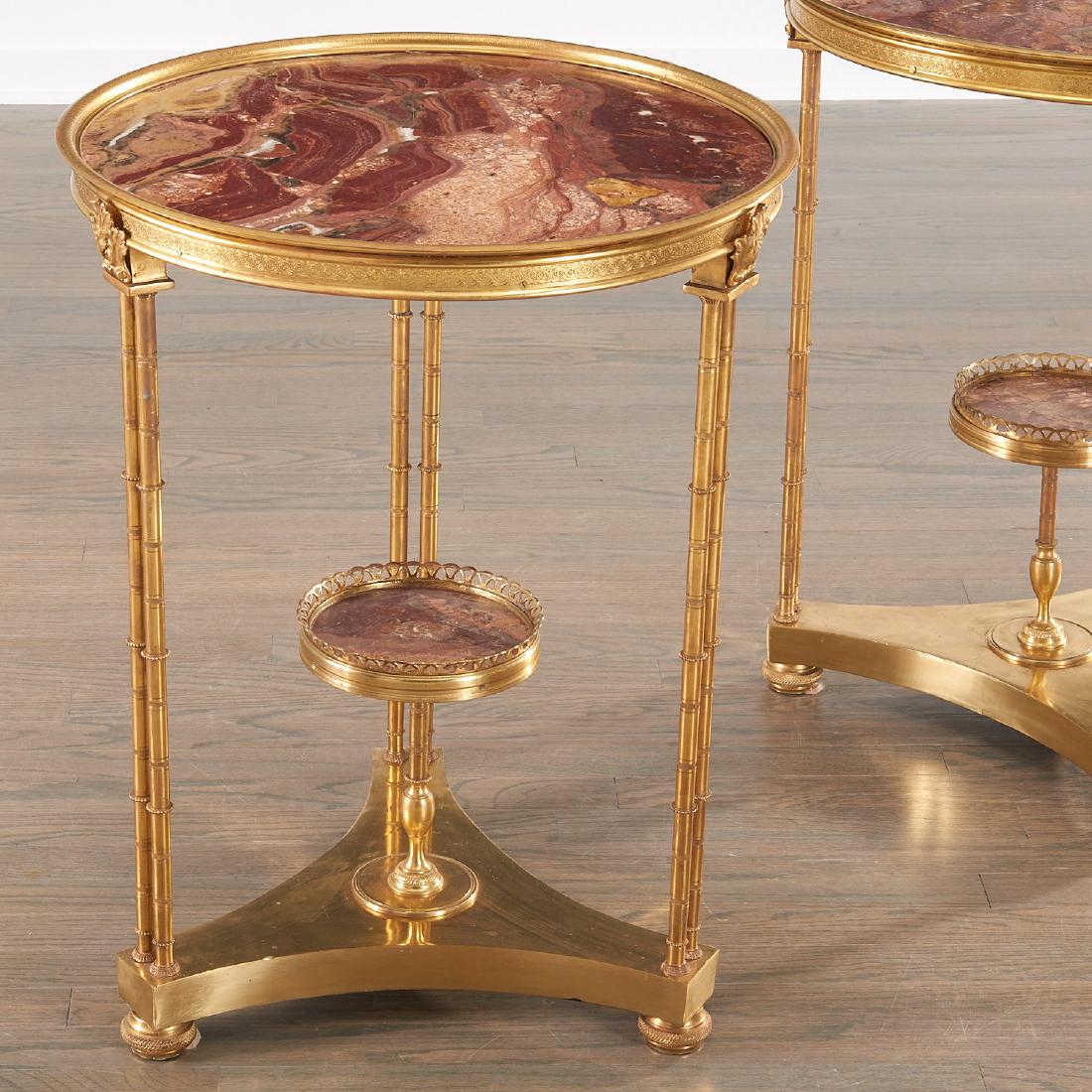 Pair Louis XVI style brass and marble gueridons (1 of 6)