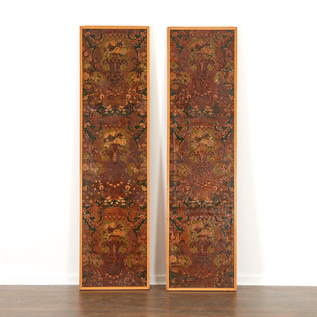 Pair Cordovan embossed leather panels (1 of 6)