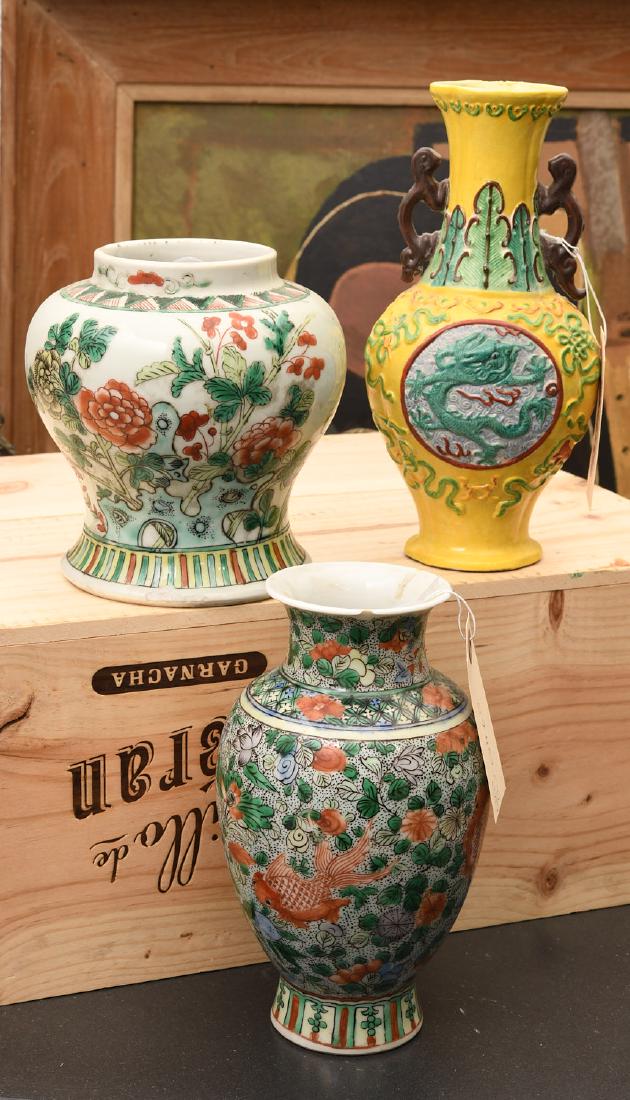 Chinese famille verte / jaune vases and jar (1 of 9)