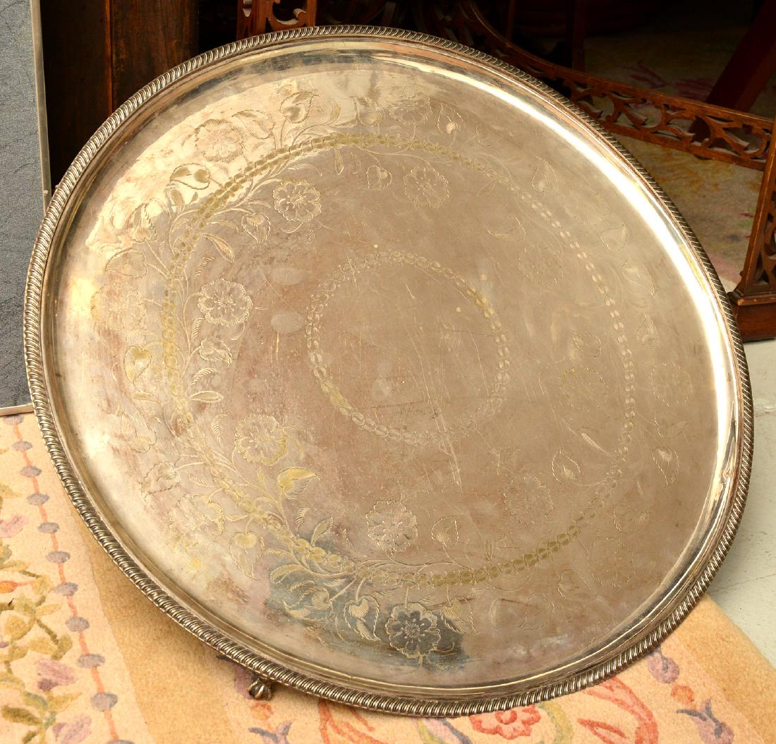 Unusually large antique silver plated tray (1 of 4)