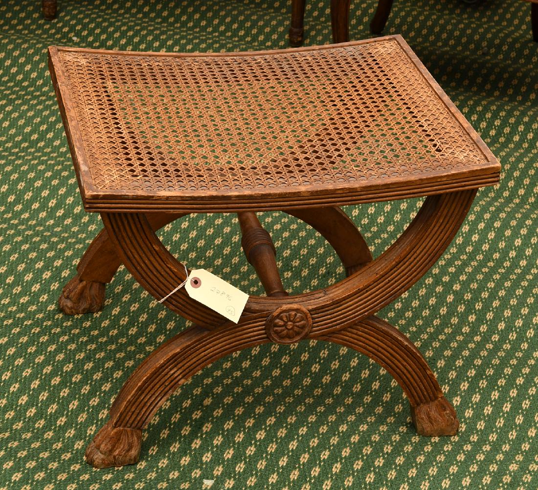 Neo-Classical style caned curule bench (1 of 7)