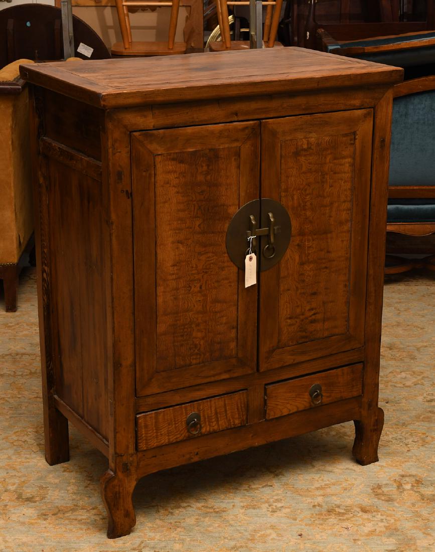 Chinese camphor wood cabinet: Chinese camphor wood cabinet, 20th c., brass hardware, 44"h x 33"w x 20.25"d