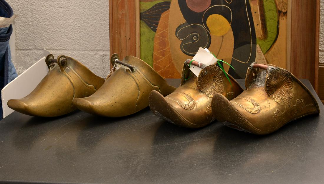 (2) pairs Middle Eastern brass stirrups (1 of 10)
