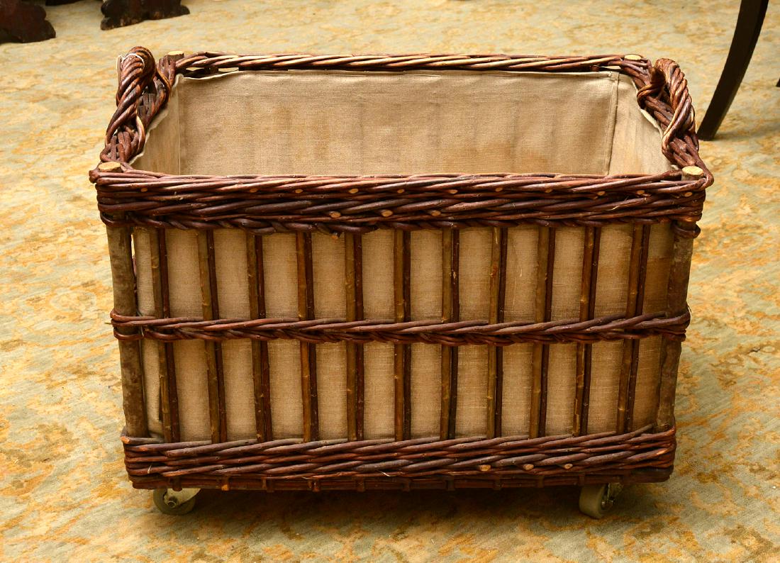 Rustic wicker and bamboo log holder (1 of 7)