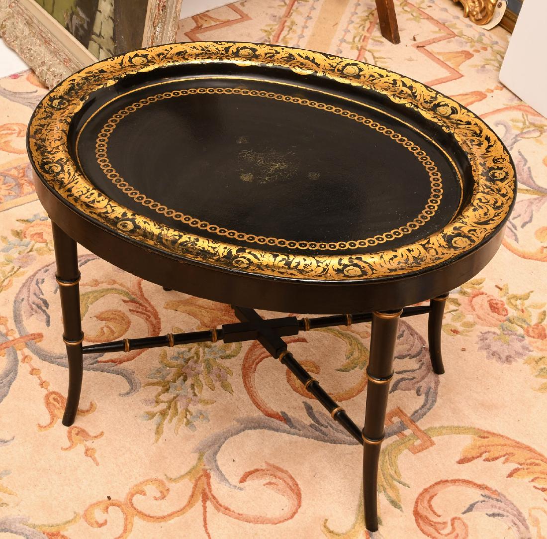 Victorian style papier mache tray on stand (1 of 5)