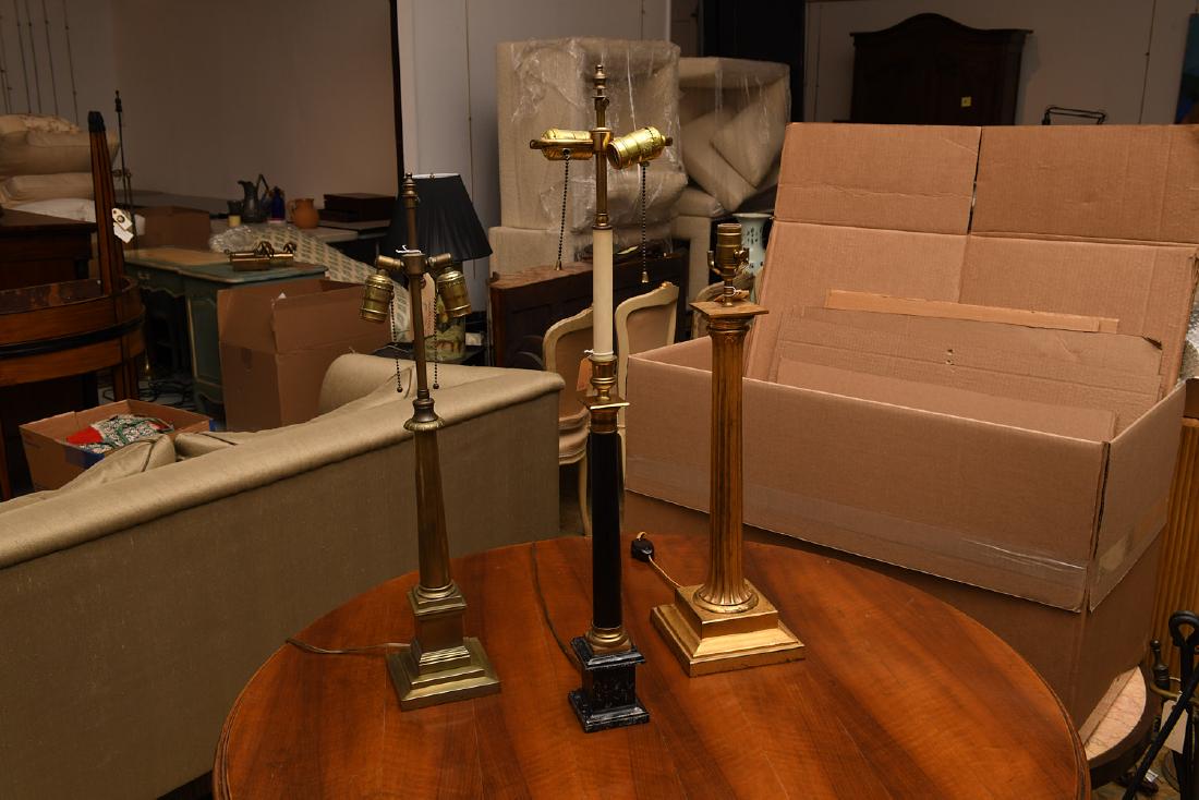 (3) vintage brass column lamps (1 of 8)