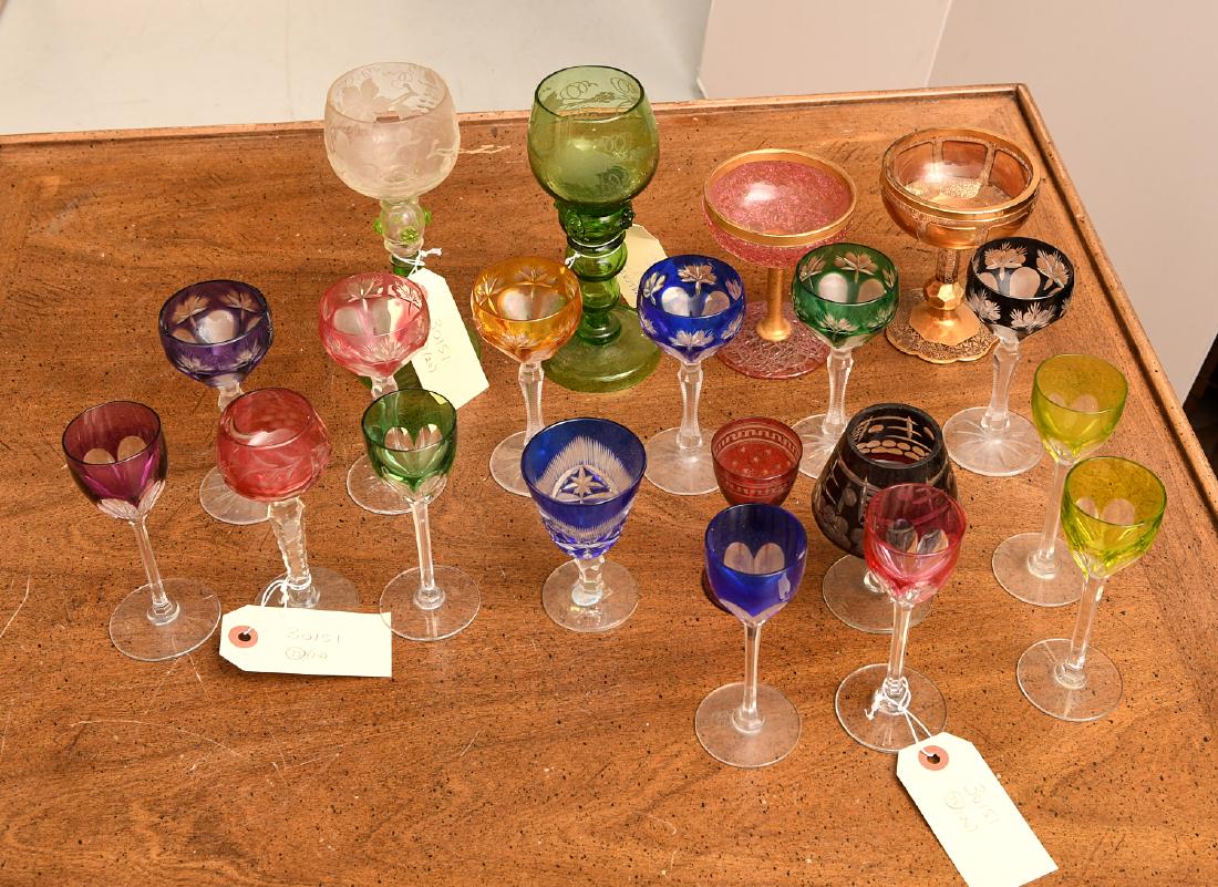 Collection (20) colored glass stemware (1 of 8)