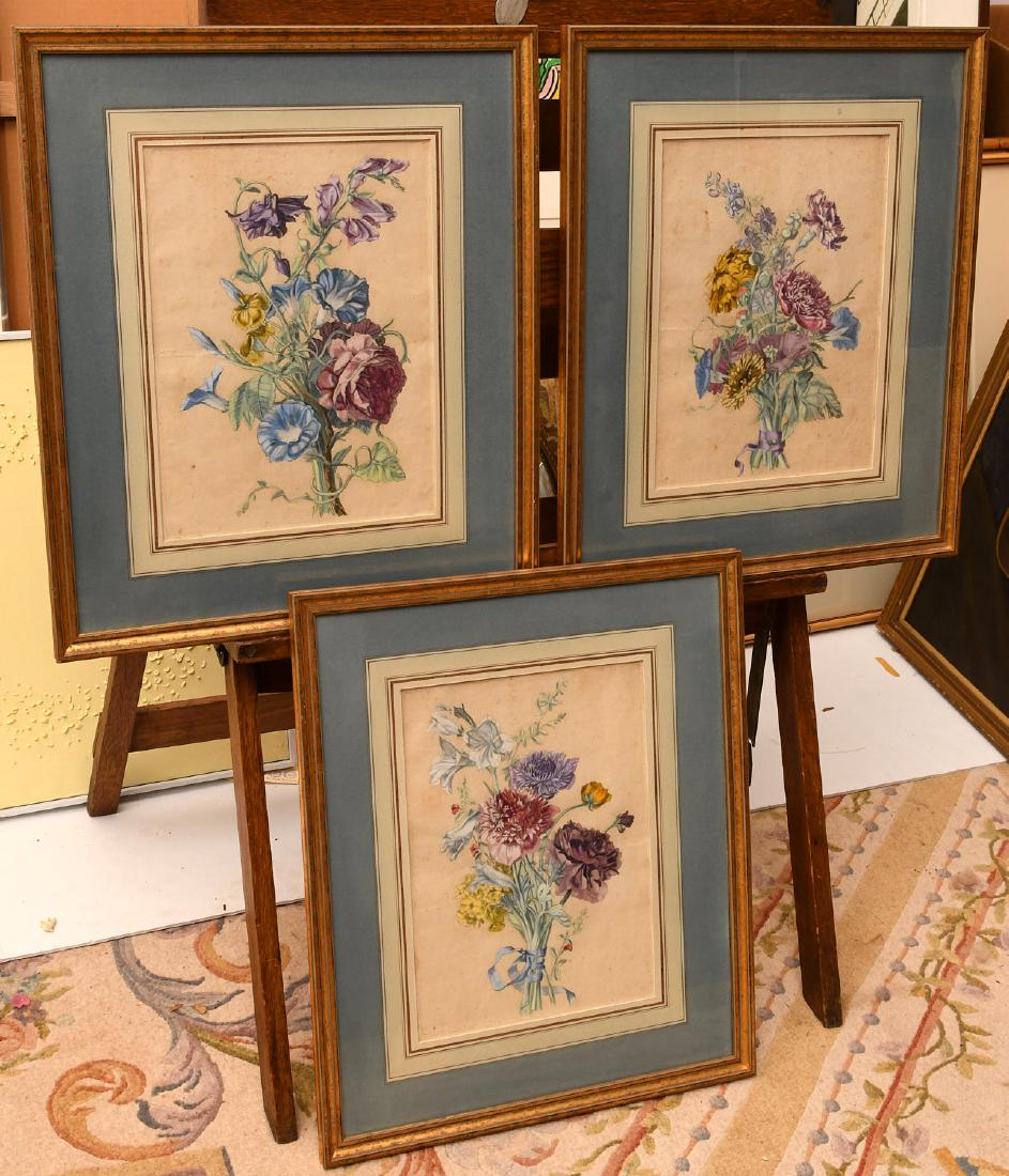 Group (3) hand-colored botanical etchings (1 of 9)