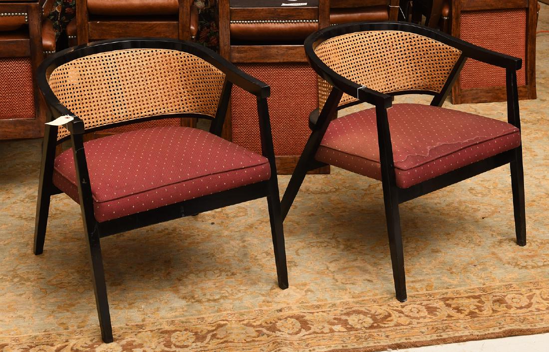 Pair Harvey Probber style caned barrel chairs (1 of 8)