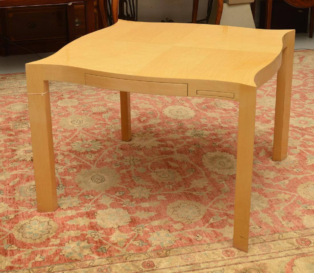 Designer shaped blonde wood bridge table (1 of 8)